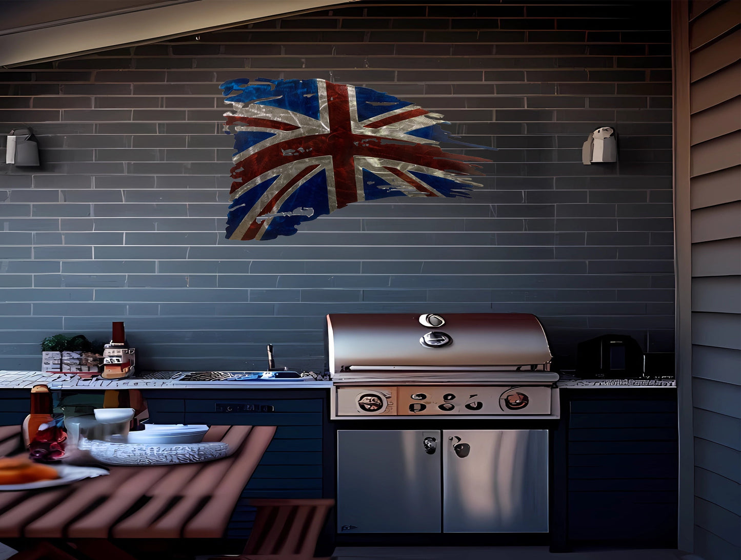 Tattered British Metal Flag - Distressed Look for Patriotic Decor - Union Jack