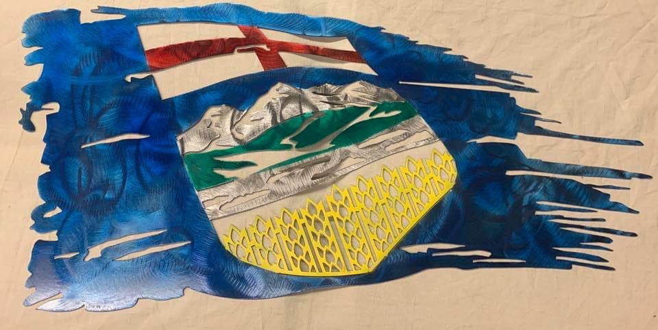 Tattered Alberta Flag Metal